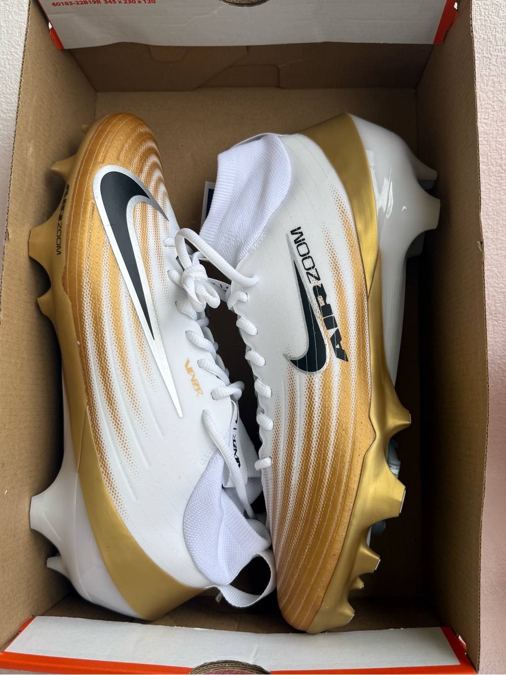 NIB Nike Zoom Air Vapor Pro 1 Football Cleats Men’s 11.5 White Gold